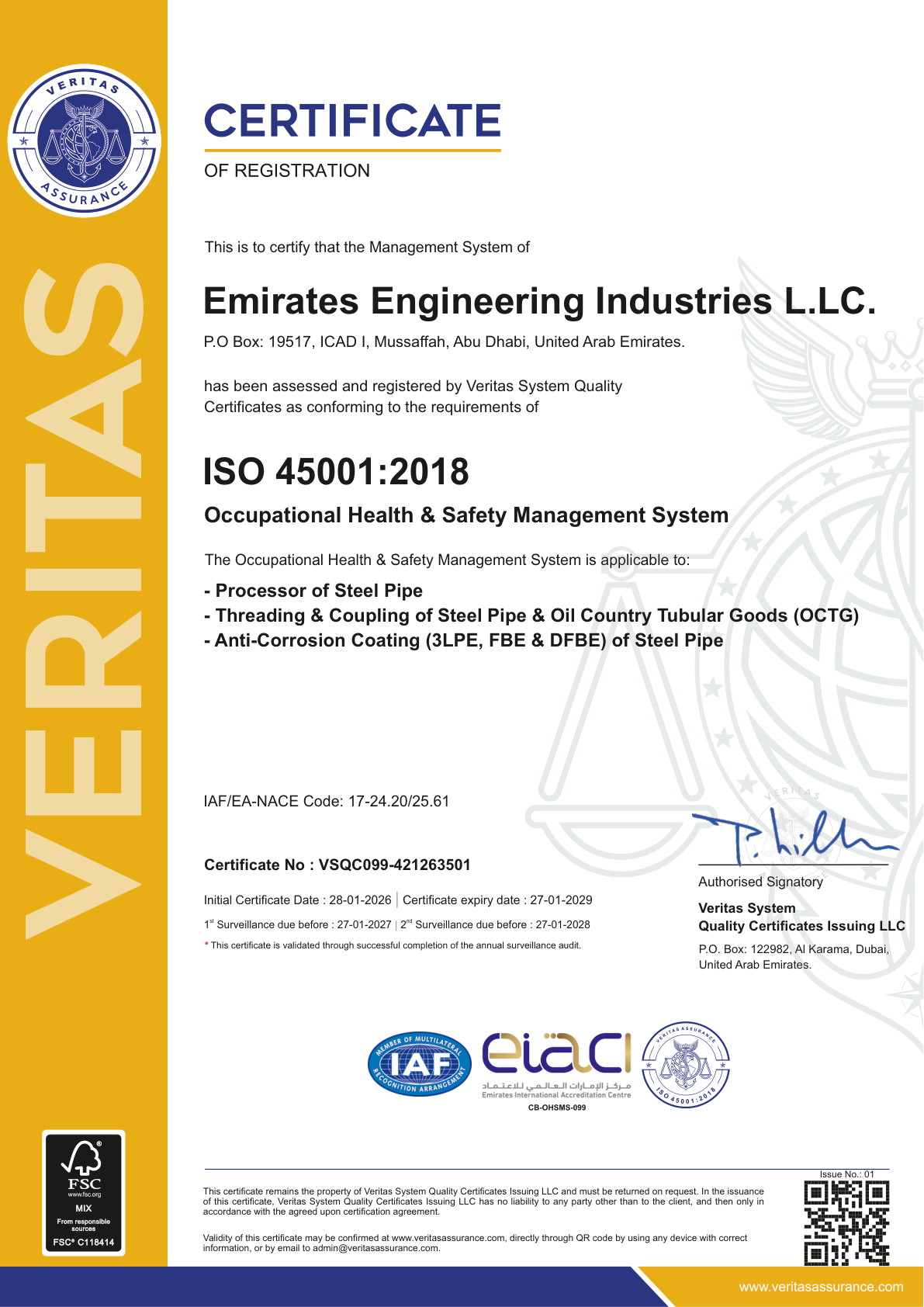 ISO 45001:2018 Certificate
